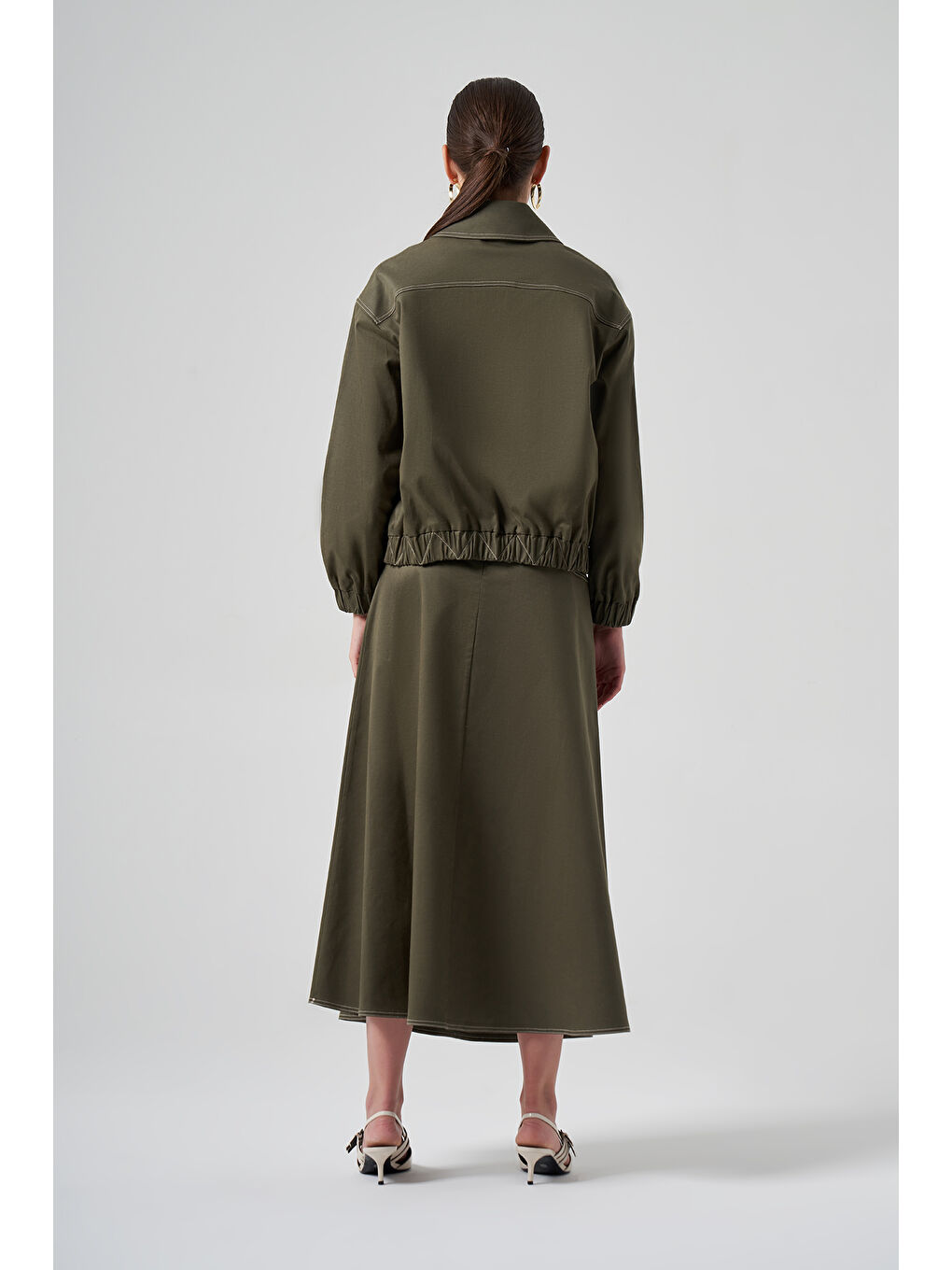 Fermuarlı Kısa Ceket 6027 Haki-2