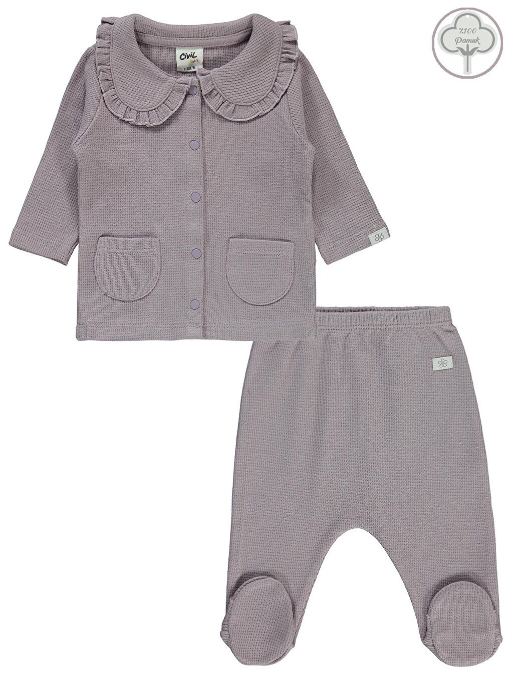 Baby Kız Bebek Pijama Takımı 1-9 Ay Lila
