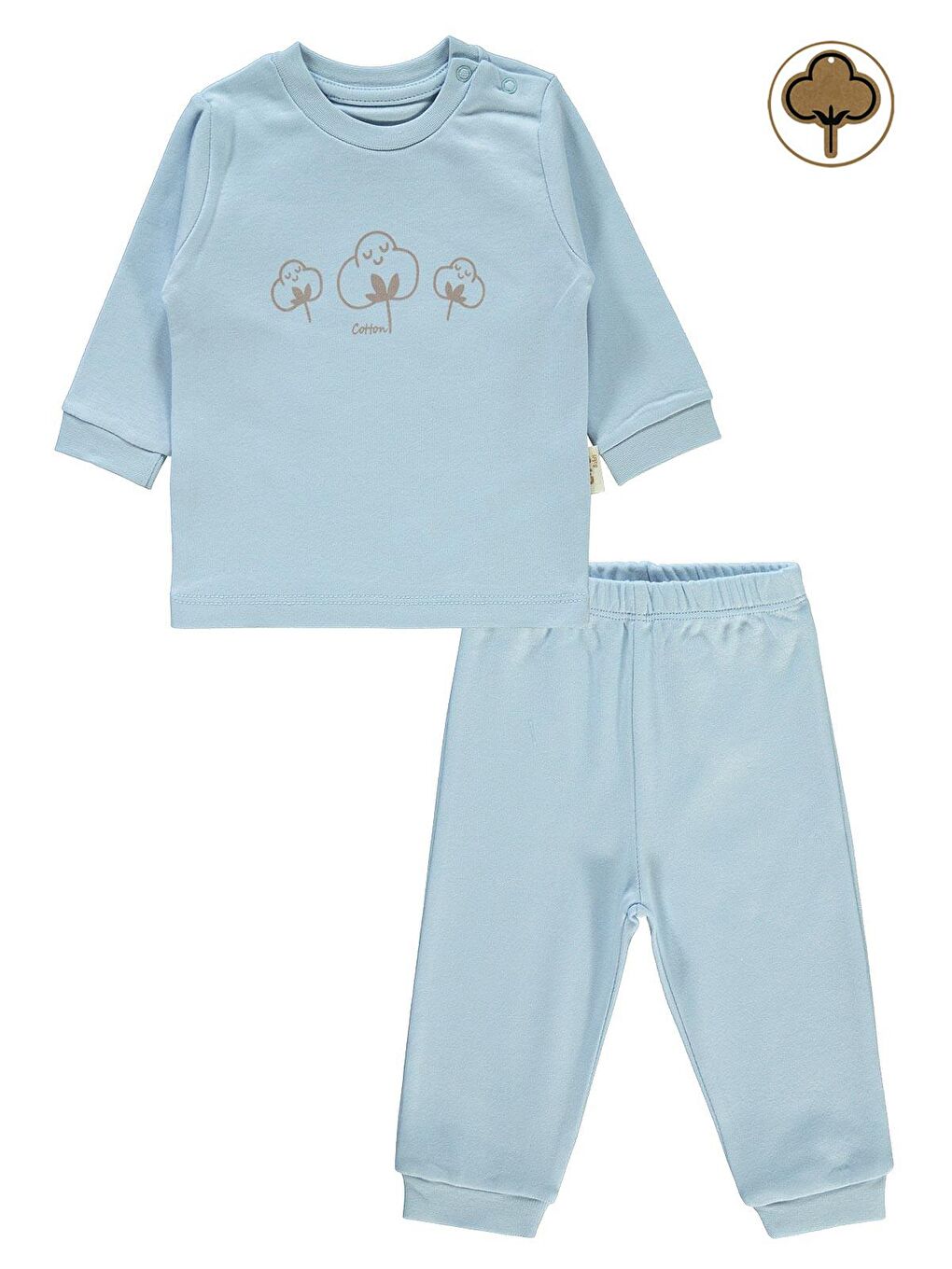 Civil Mavi Baby Bebek Organik Pijama Takımı 1-9 Ay Mavi