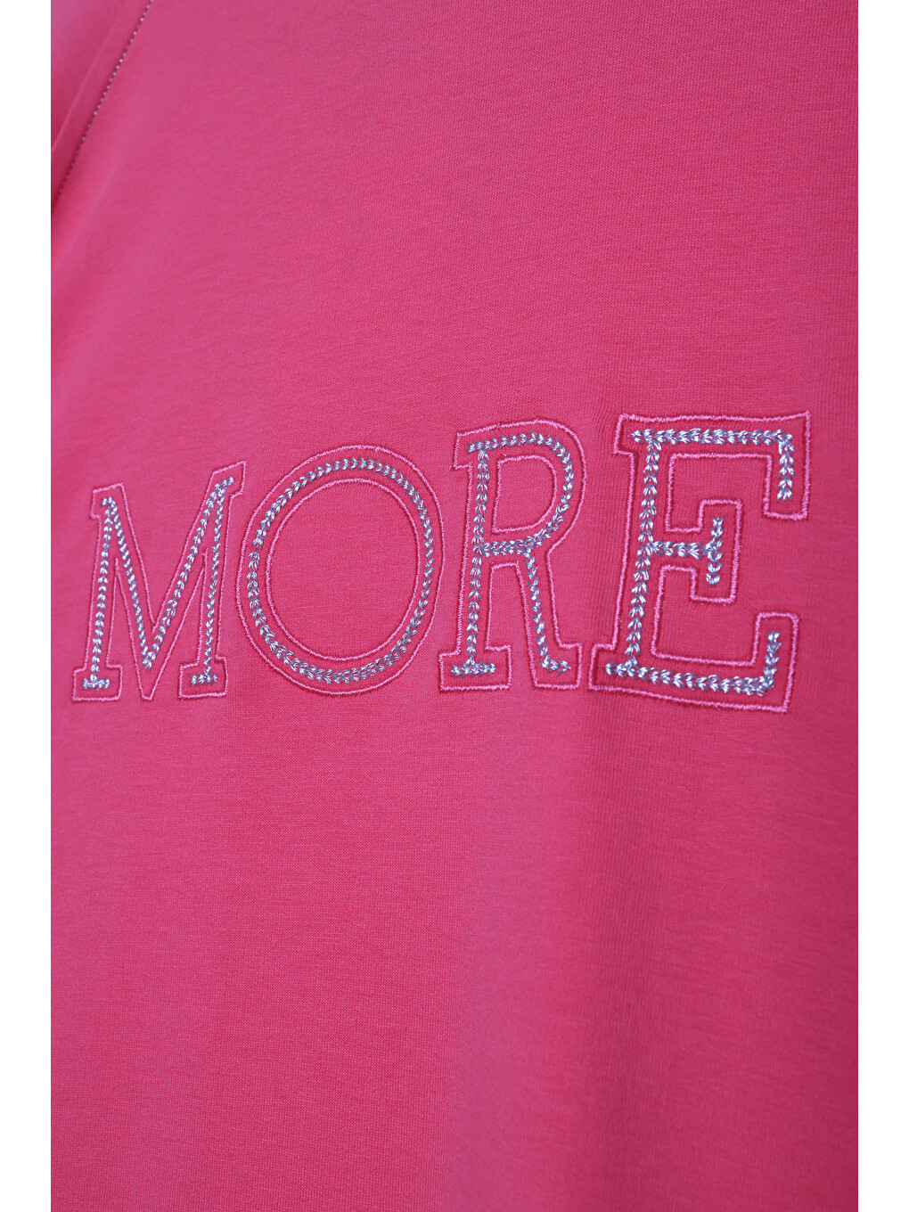 Pembe Pamuklu Nakışlı Sweat Tunik-4