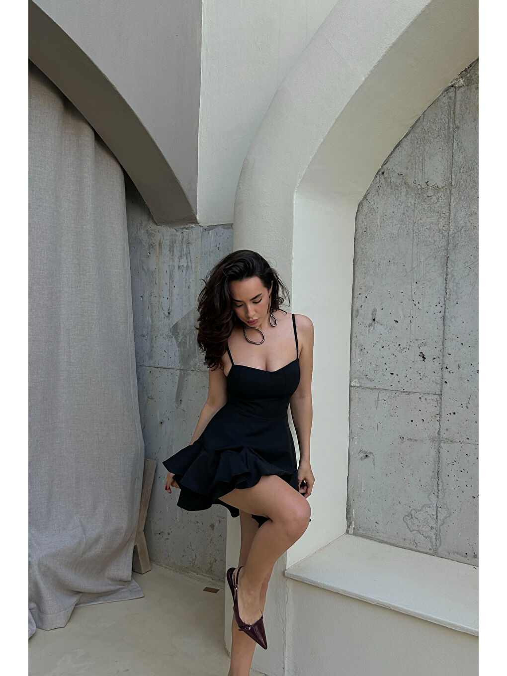 Karışık Kadın Siyah Şortlu Elbise 0684-4726-3