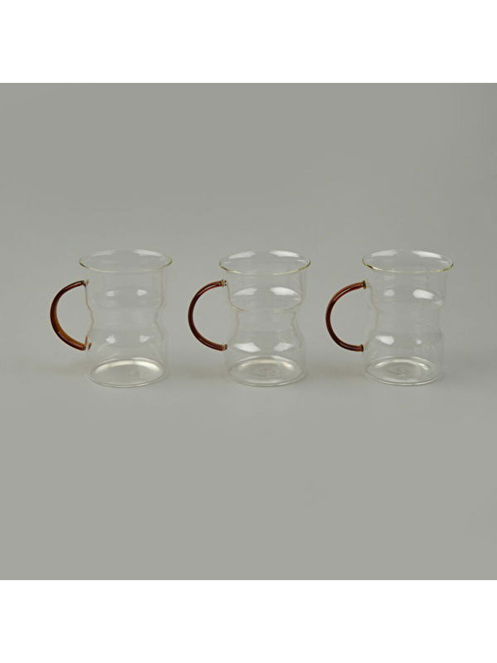 Karışık Keyif 3'lü Renkli Kulplu Cam Kupa - Renkli - 200 ml-3