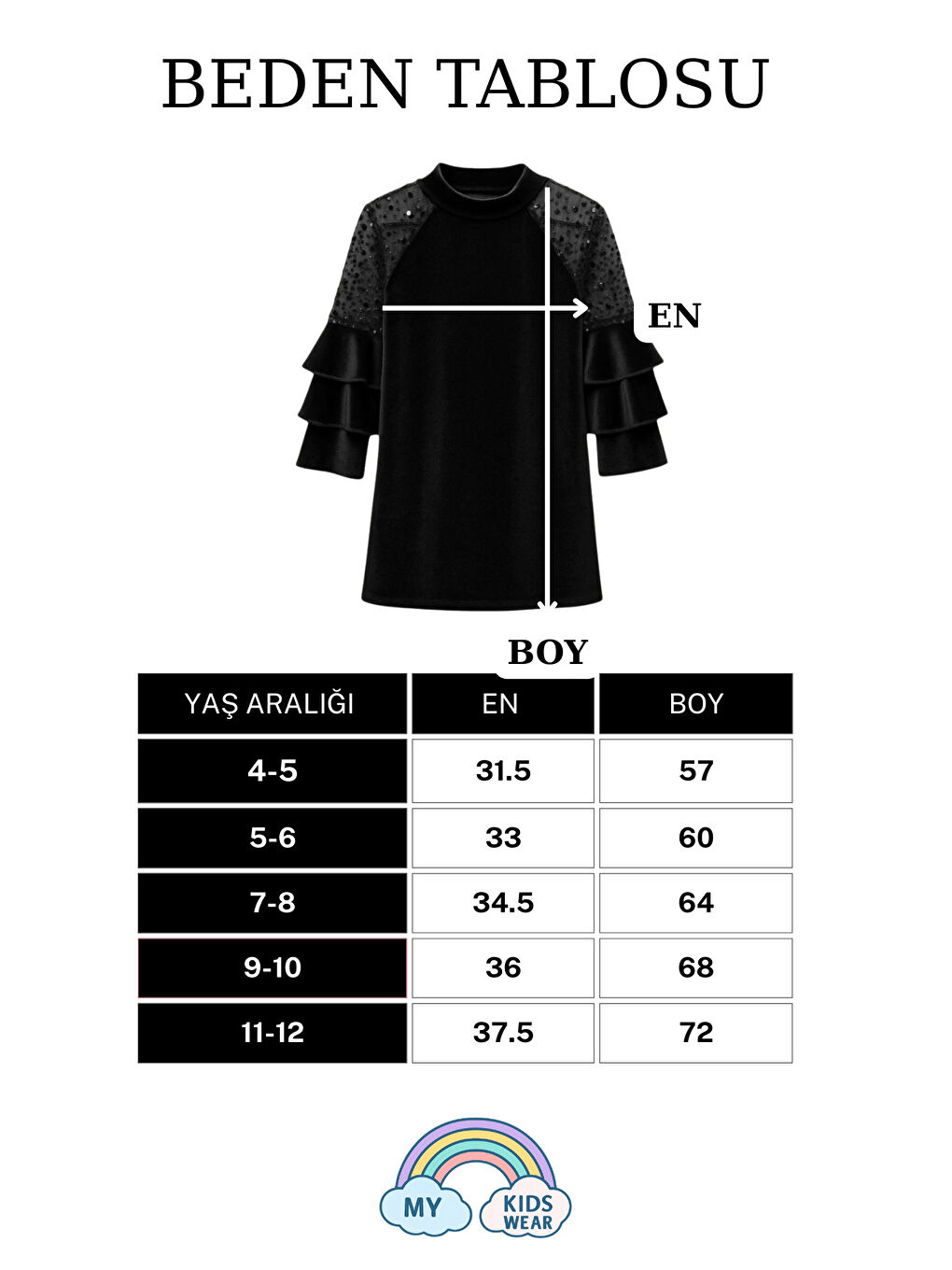 Siyah Kız Çocuk Özel Günler İçin Kadife Çocuk Elbisesi 4-12 Yaş 12107-2