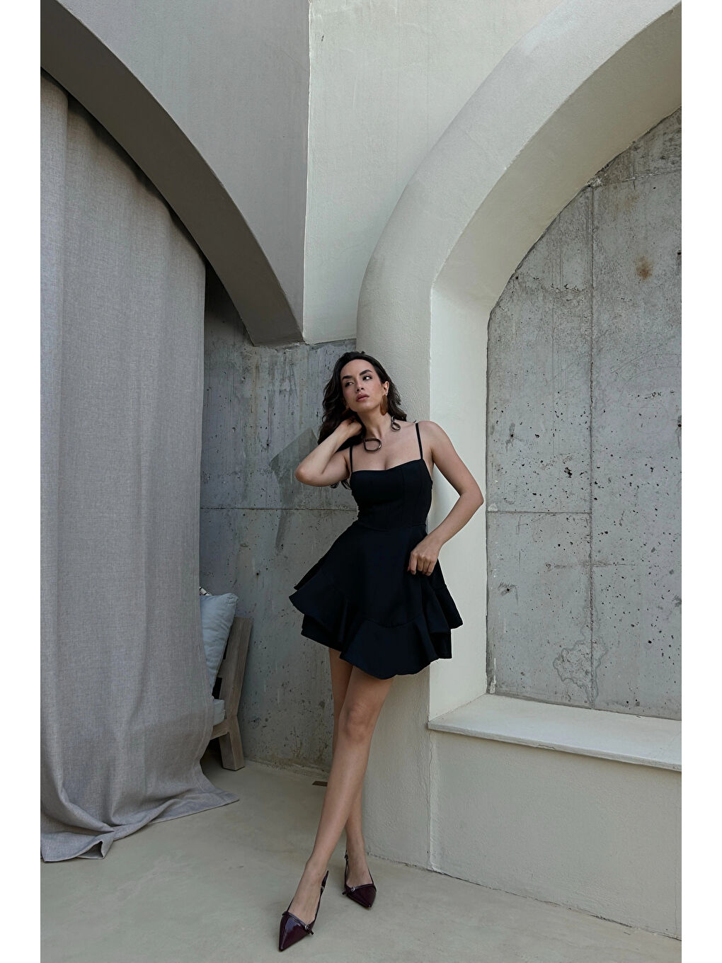 Karışık Kadın Siyah Şortlu Elbise 0684-4726-5