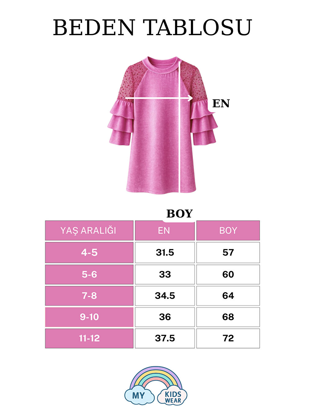 Fuşya Kız Çocuk Özel Günler İçin Kadife Çocuk Elbisesi 4-12 Yaş 12101-1