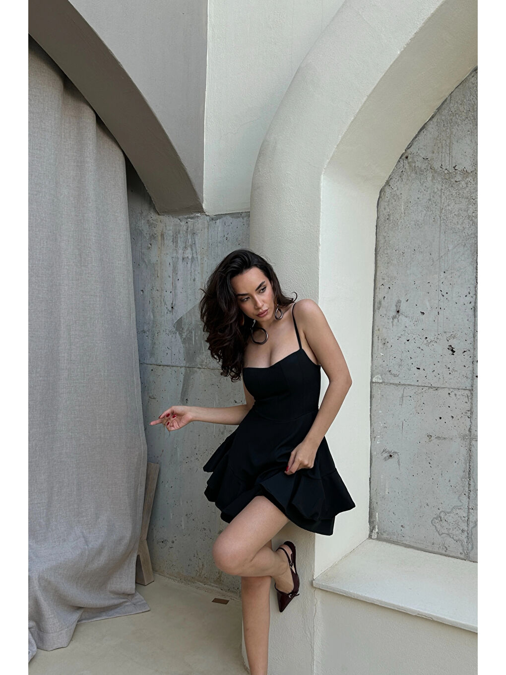 Karışık Kadın Siyah Şortlu Elbise 0684-4726-6