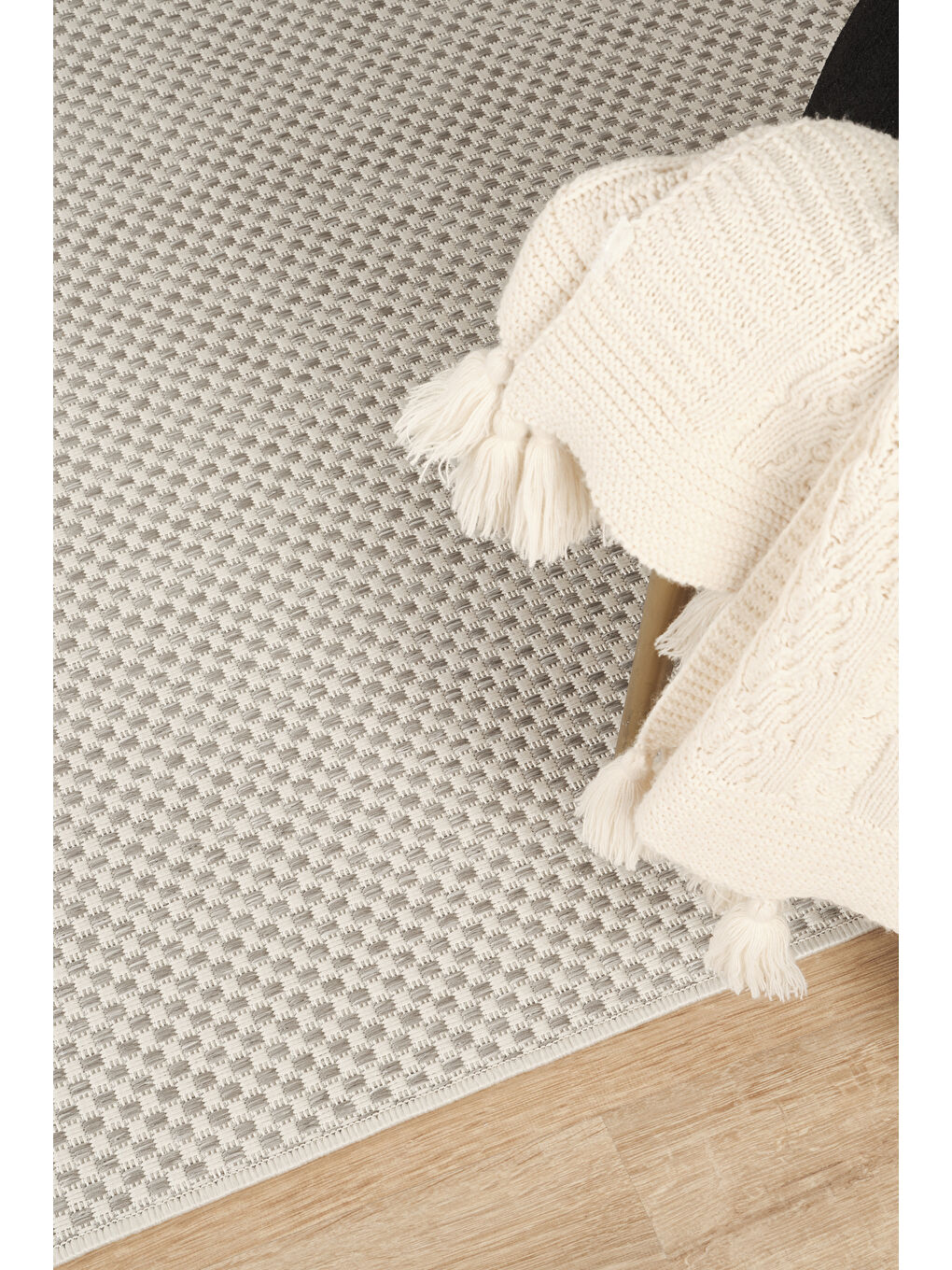 Sisalux 3082 Beyaz Gri Sisal Dokuma Jüt Hav Toz Vermez Halı Salon Mutfak Oda Halısı-80x150-1