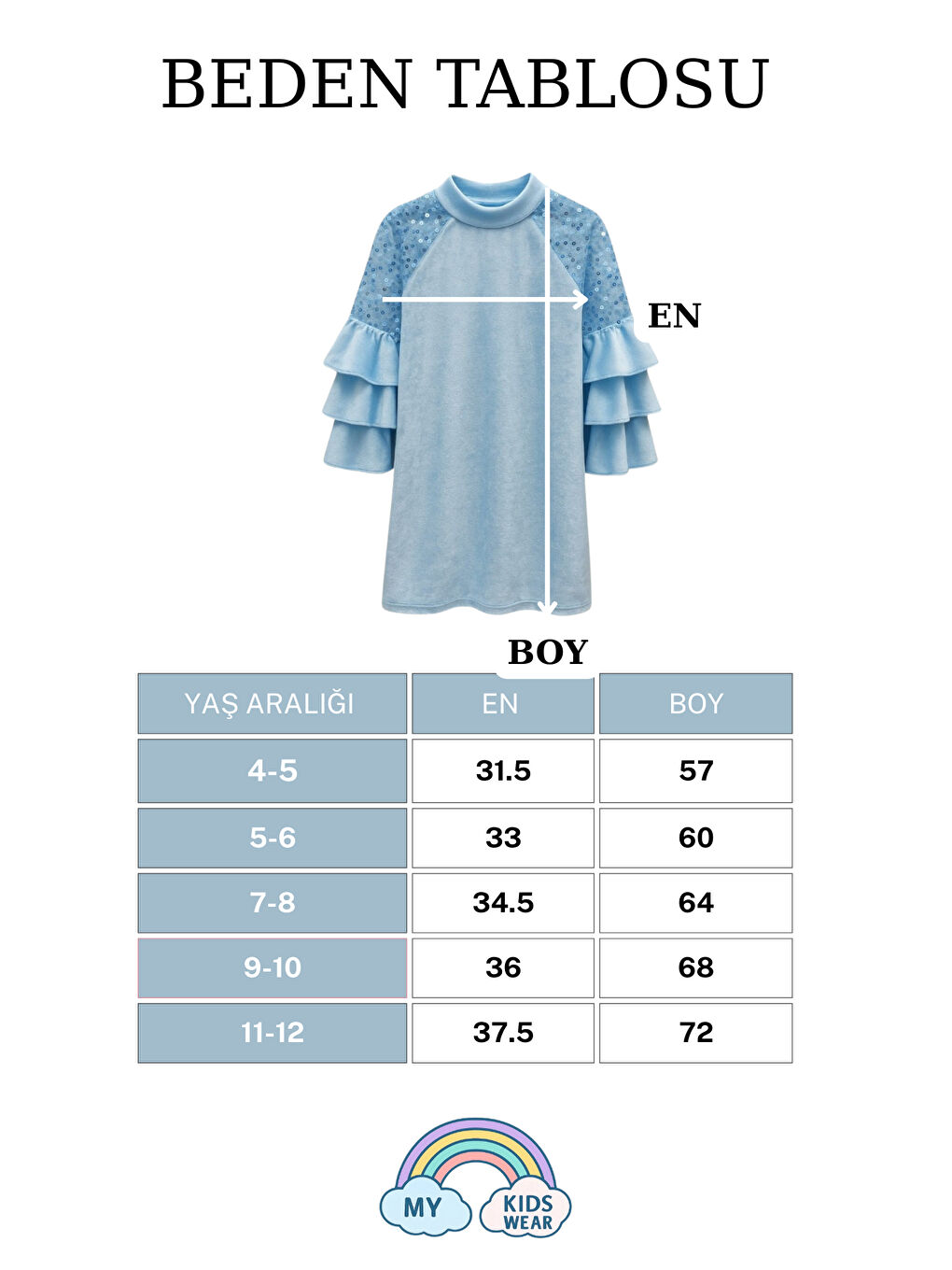 Mavi Kız Çocuk Özel Günler İçin Kadife Çocuk Elbisesi 4-12 Yaş 12103-1