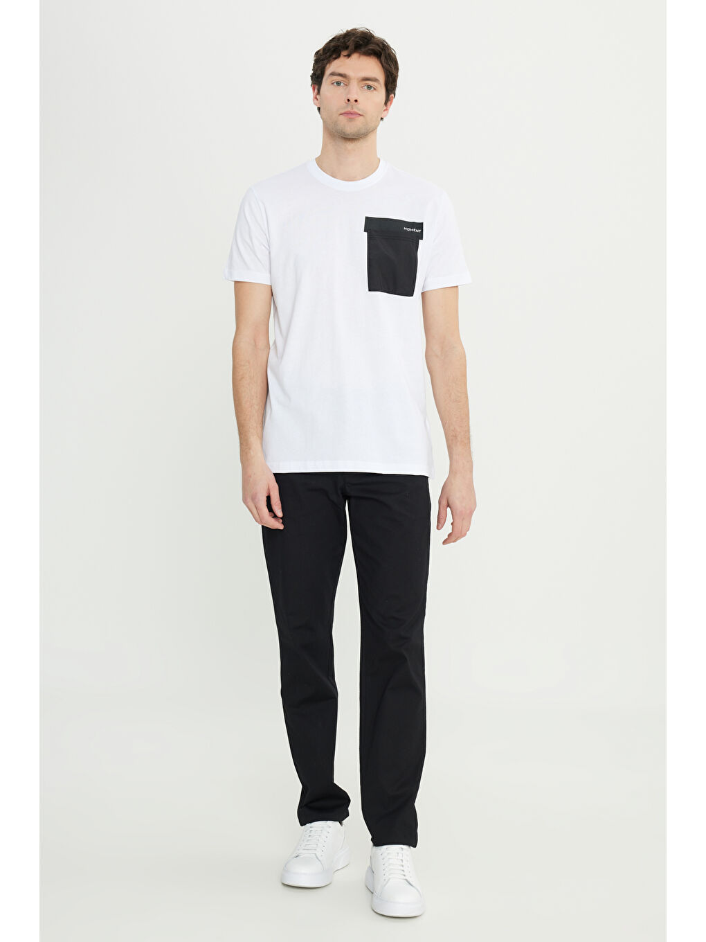 Erkek Beyaz Oversize Bol Kesim Bisiklet Yaka %100 Pamuk Kısa Kollu Desenli Tişört-1