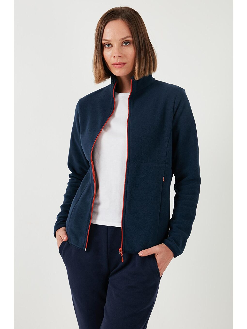 Lela Lacivert Slim Fit Fermuarlı Polar Kadın Hırka 5907012 - 1