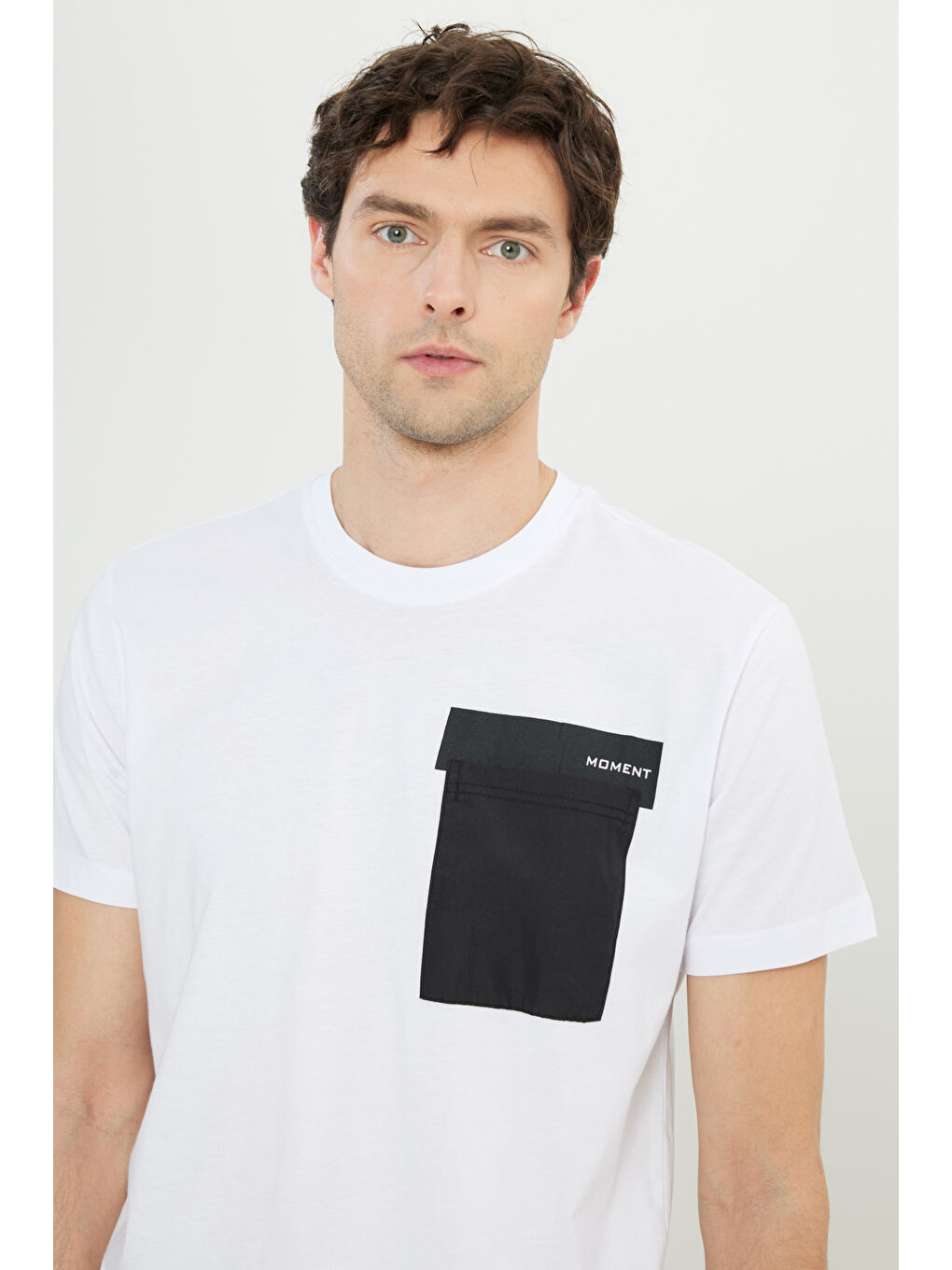 Erkek Beyaz Oversize Bol Kesim Bisiklet Yaka %100 Pamuk Kısa Kollu Desenli Tişört-3