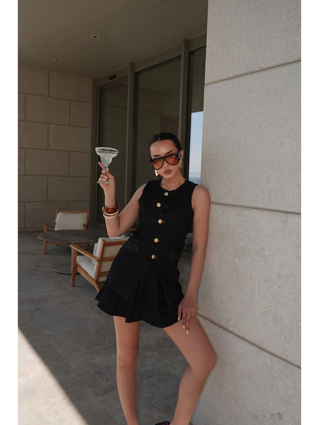 Karışık Kadın Siyah Yelekli Jean Takım 0999-25112-1