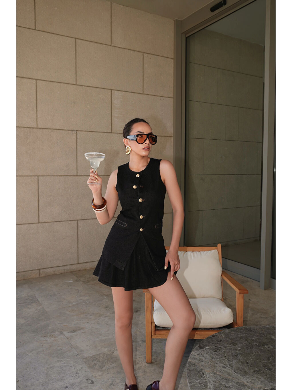 Karışık Kadın Siyah Yelekli Jean Takım 0999-25112-2