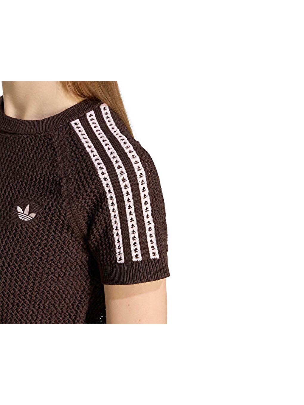 Crochet Tee Kadın Günlük Tişört Kc6480 Kahverengi-3