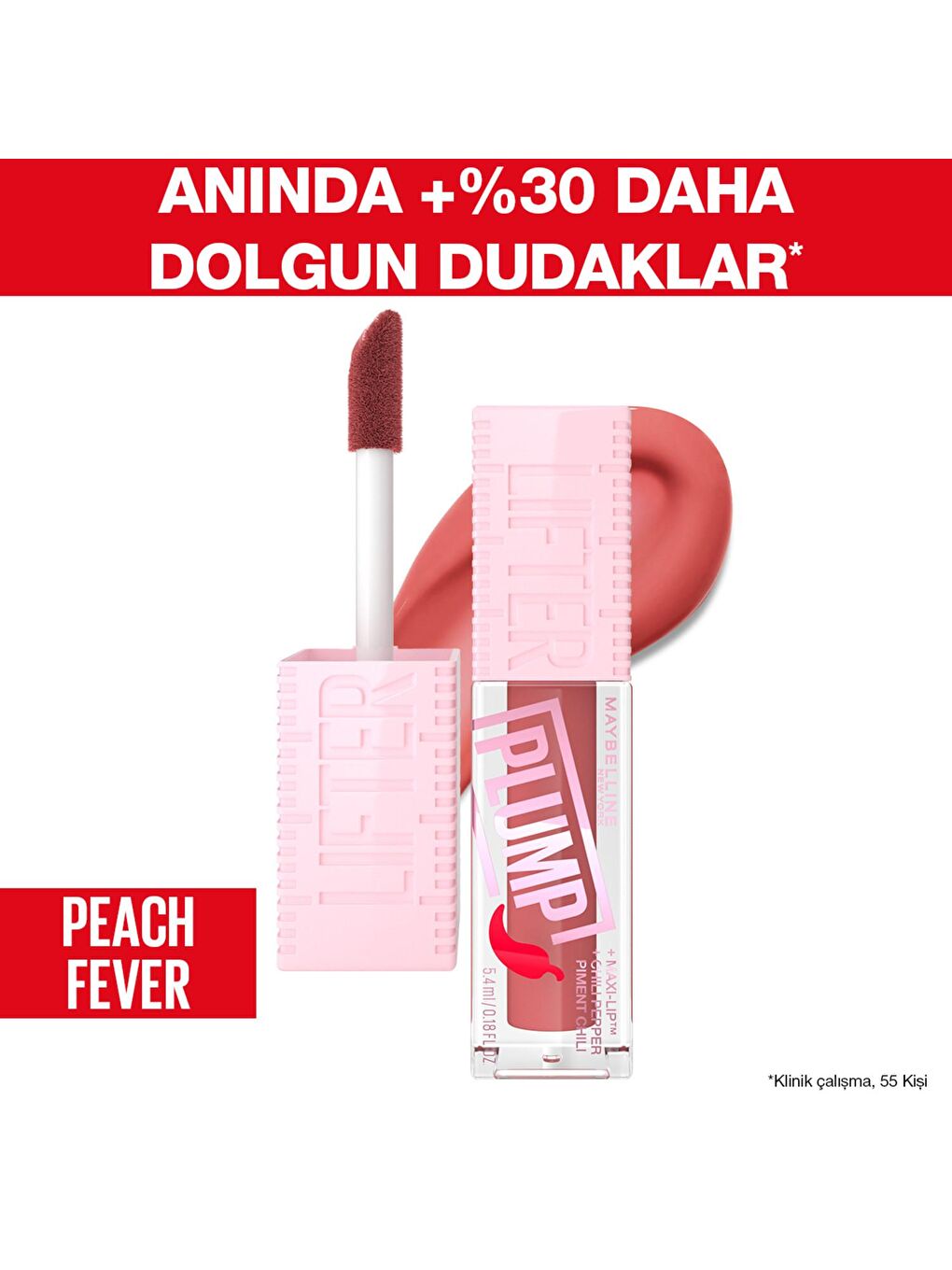 MAYBELLINE NEWYORK Ten Lifter Plump Dudak Parlatıcısı- 005 Peach Fever