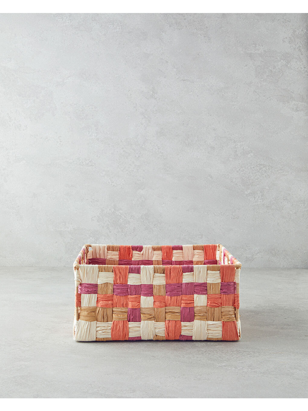 Modern Square Kağıt İp Sepet 26x26x12cm Turuncu