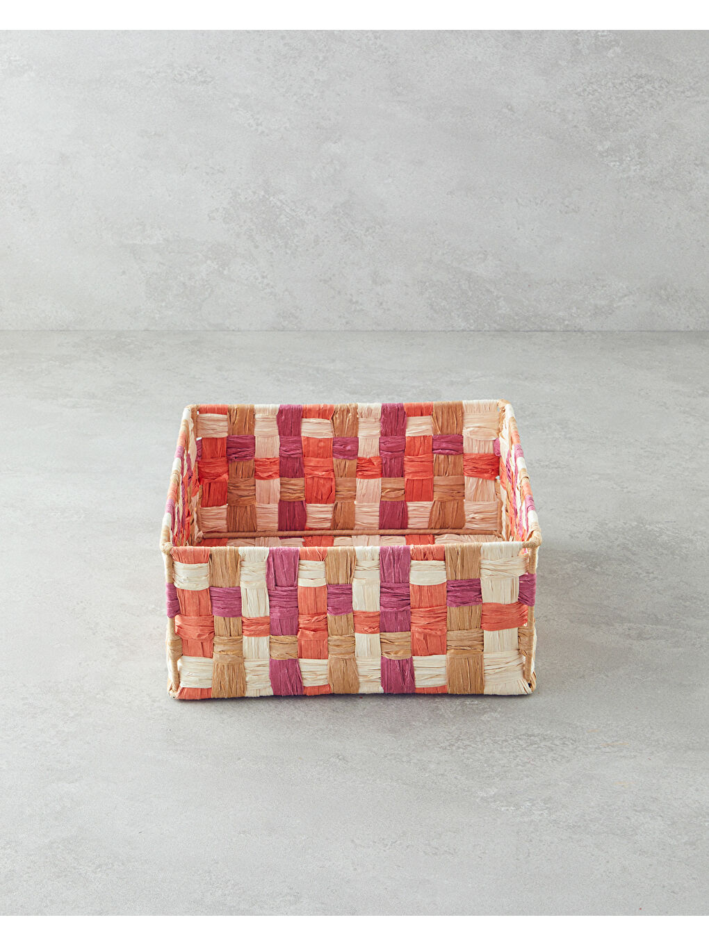 Modern Square Kağıt İp Sepet 26x26x12cm Turuncu-1