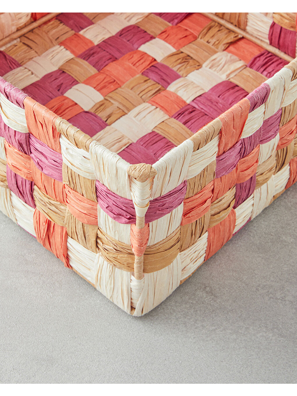 Modern Square Kağıt İp Sepet 26x26x12cm Turuncu-2