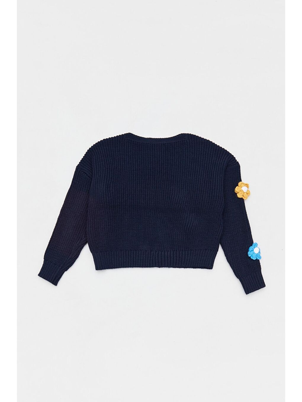 Lacivert Çiçek Motifli Kız Çocuk Triko Hırka-2