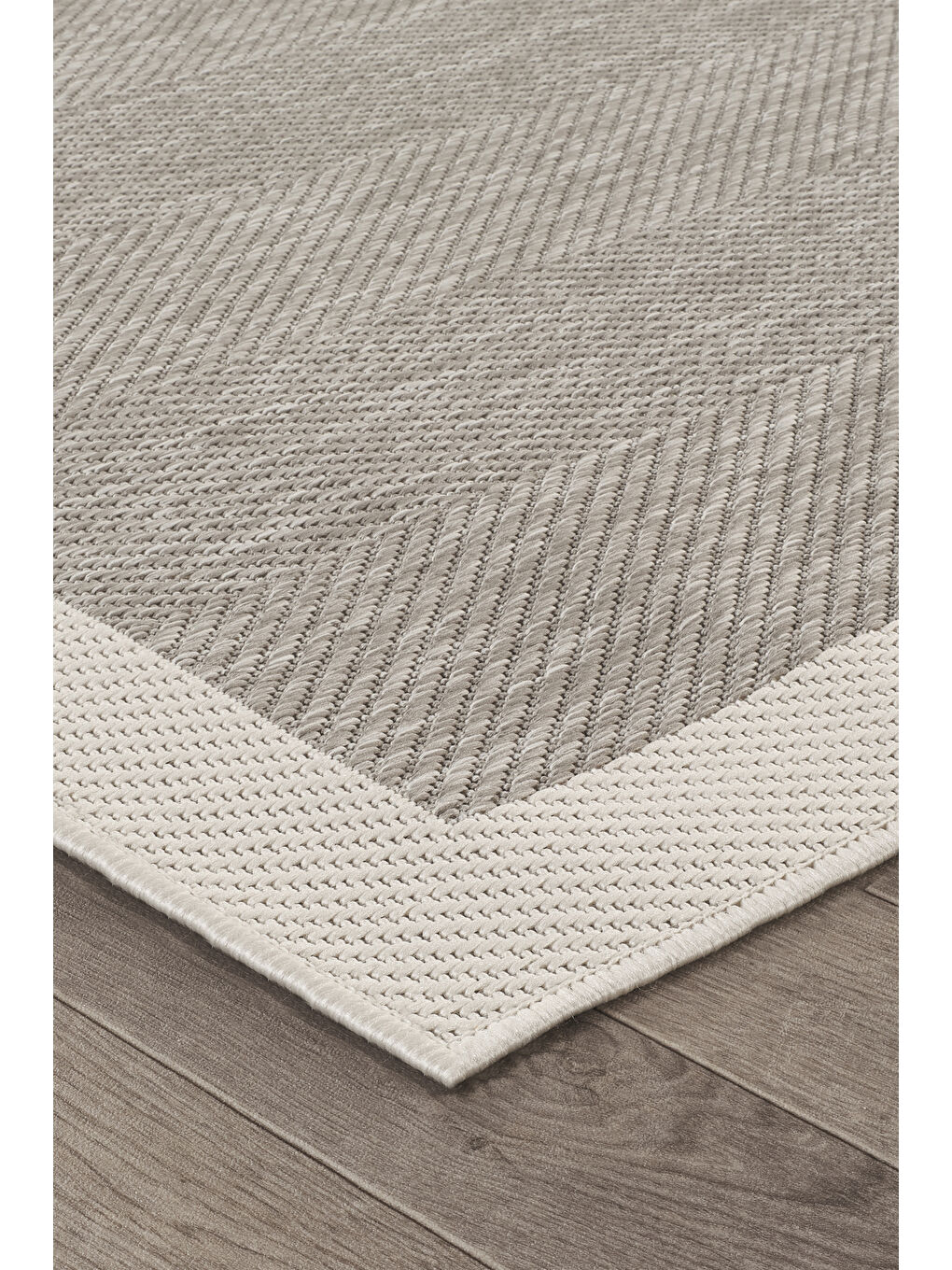 Sisalux 3087 Gri Beyaz Sisal Dokuma Jüt Hav Toz Vermez Halı Salon Mutfak Oda Halısı-60x100-4