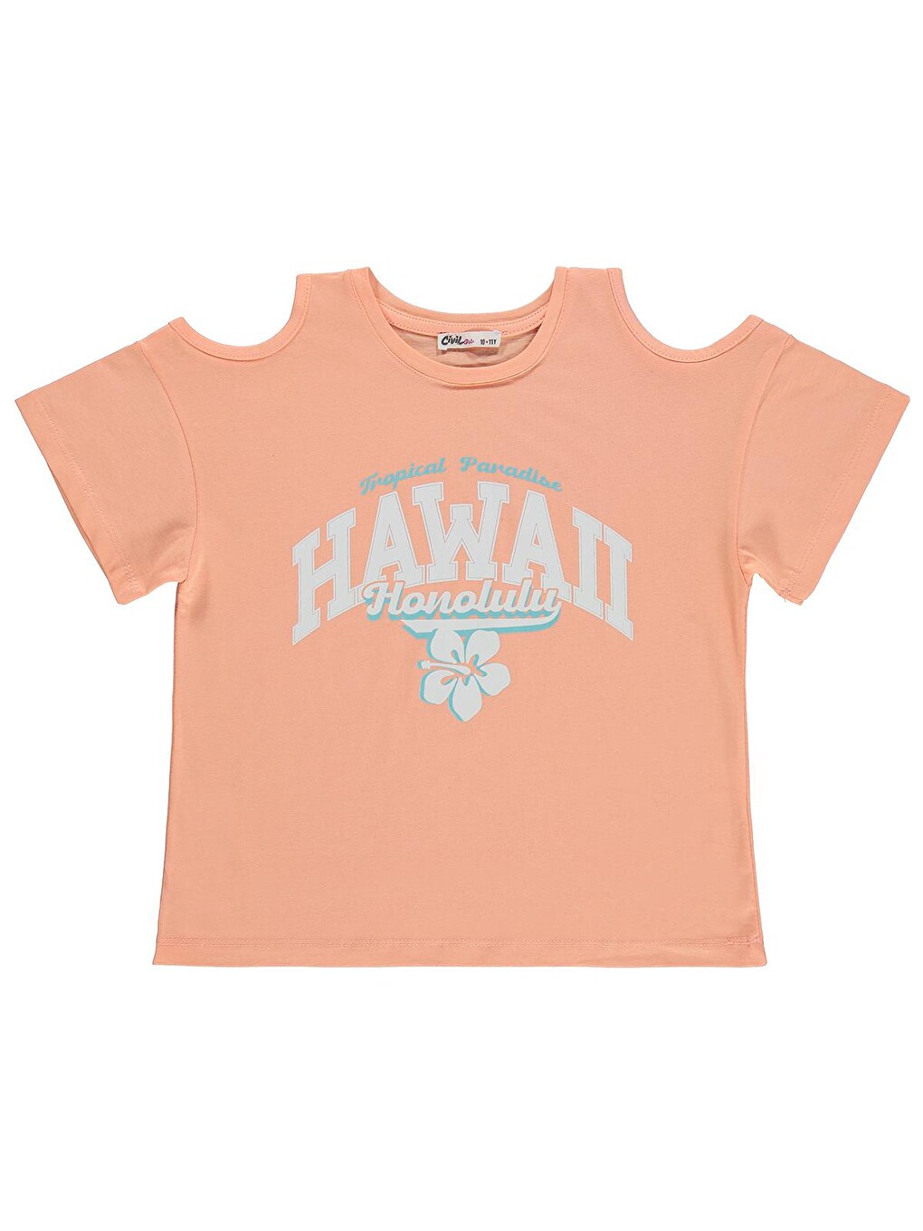 Pembe Girls Hawaii Baskılı 10-13 Yaş Tişört - Pudra