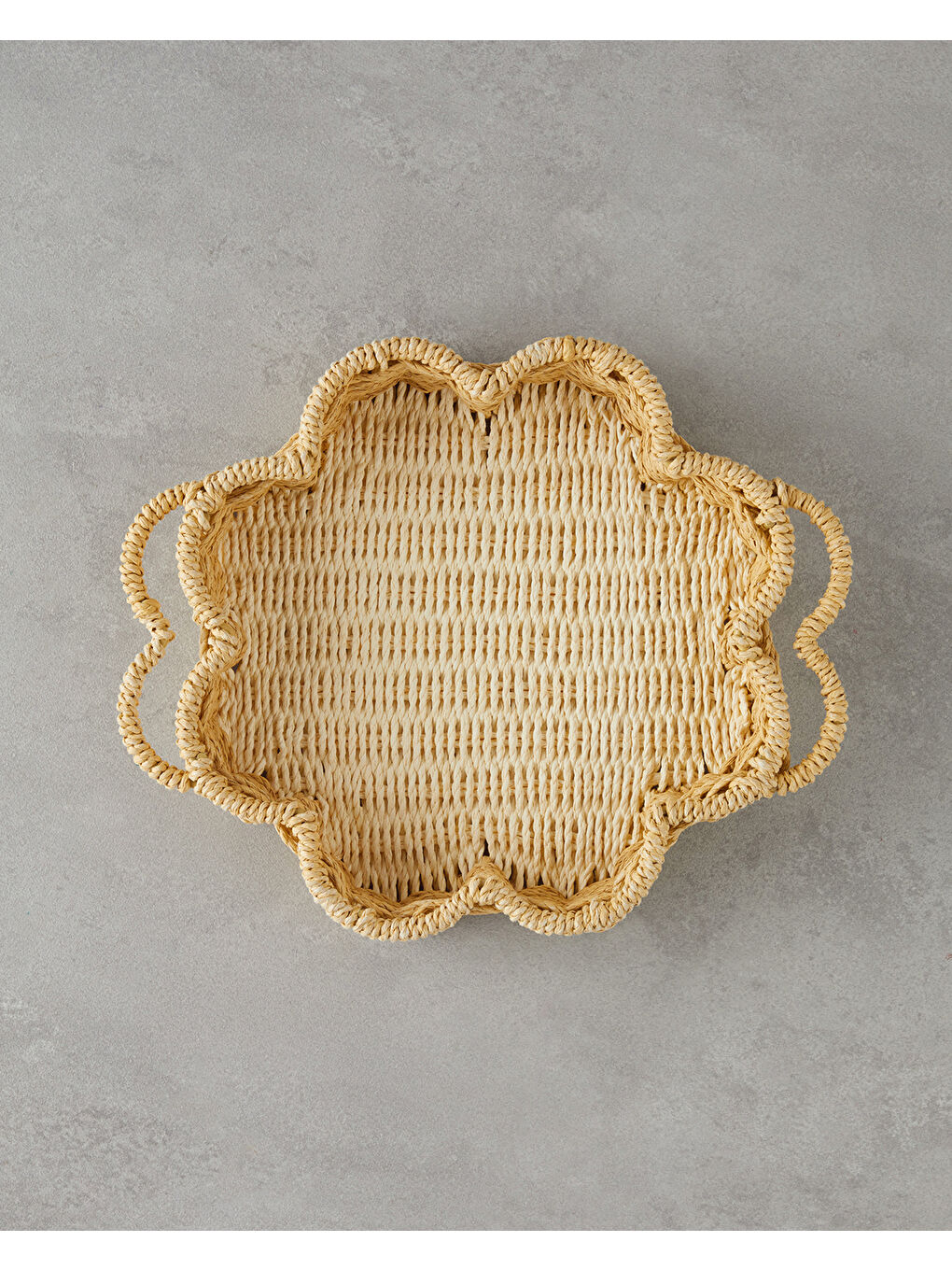 Bej Flore Kağıt İp Dekoratif Tepsi 25x5 cm Natural