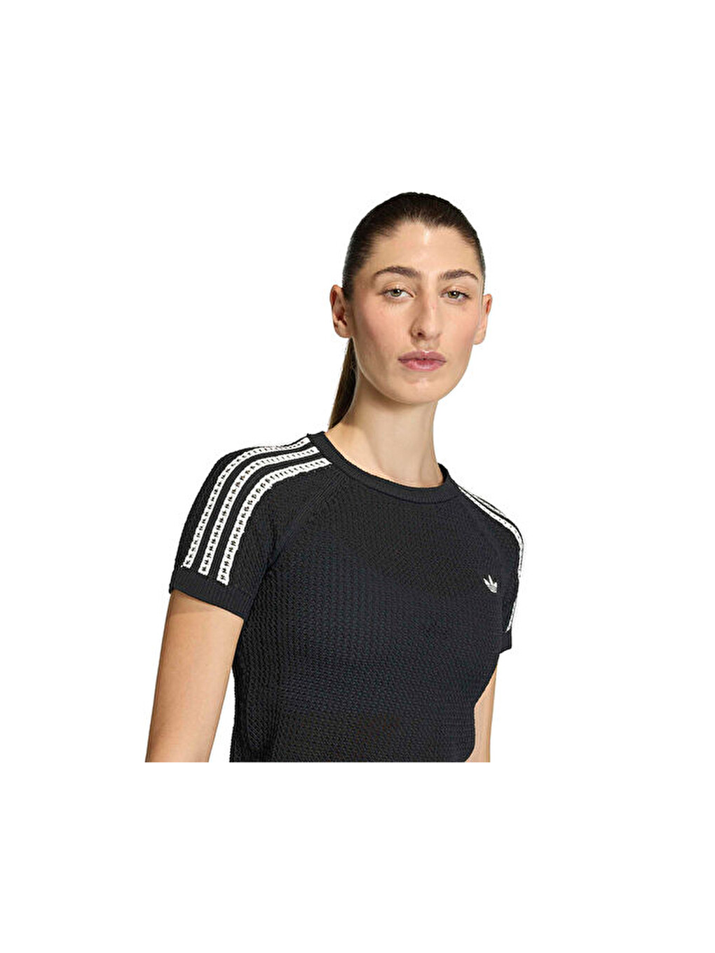 Crochet Tee Kadın Günlük Tişört Kc6481 Siyah-2