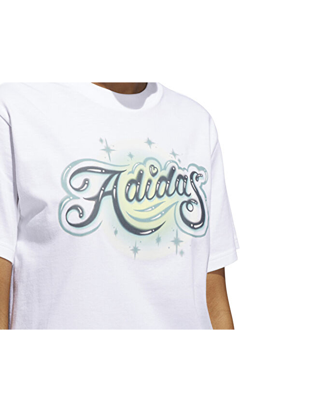 W Airbrush T Kadın Günlük Tişört Jm1798 Beyaz-3