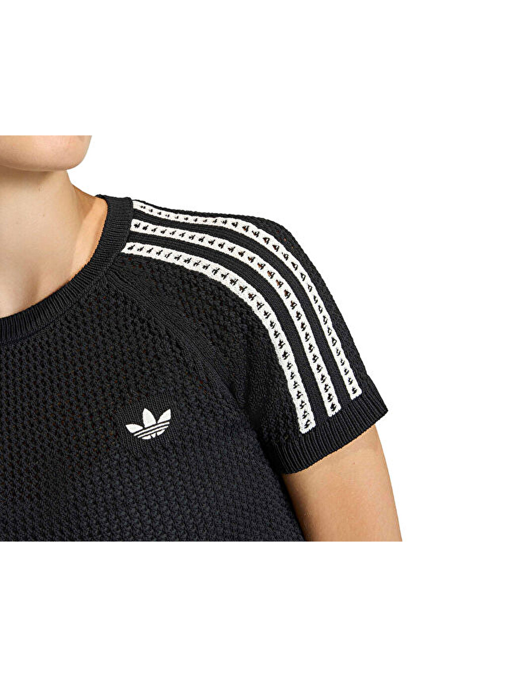 Crochet Tee Kadın Günlük Tişört Kc6481 Siyah-3