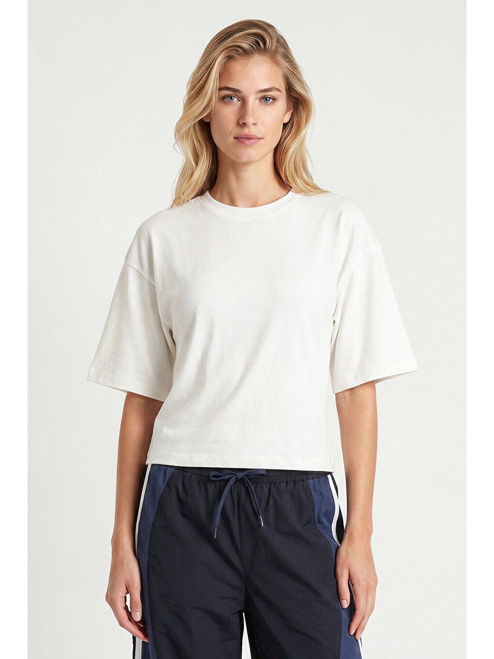 Ekru Yarasa Kollu Basic Modal T-shirt EKRU LUB0357-1