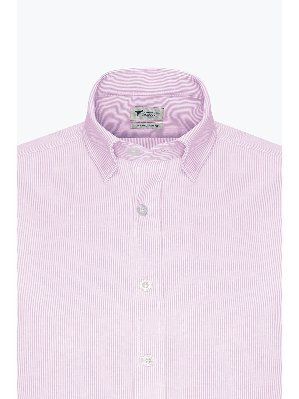 Erkek Beyaz-Pembe Slim Fit Dar Kesim Gizli Düğmeli Yaka Pamuklu Çizgili Gömlek-7