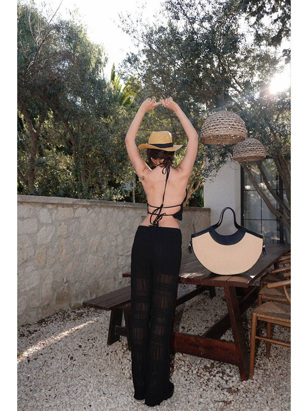 Karışık Kadın Siyah Gipeli Crop Takım 1040-4063-6