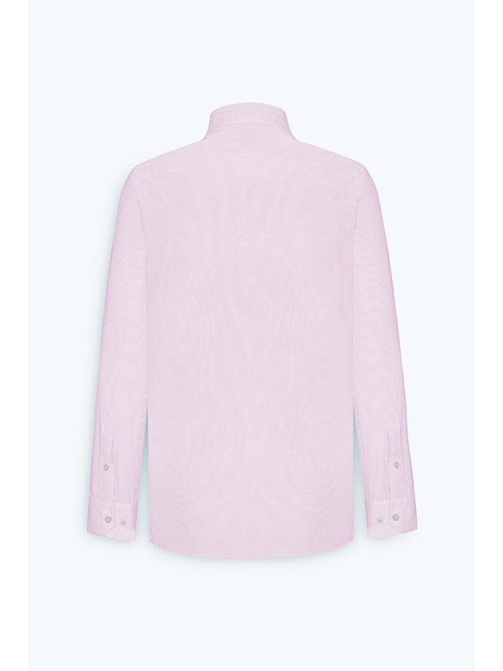 Erkek Beyaz-Pembe Slim Fit Dar Kesim Gizli Düğmeli Yaka Pamuklu Çizgili Gömlek-9