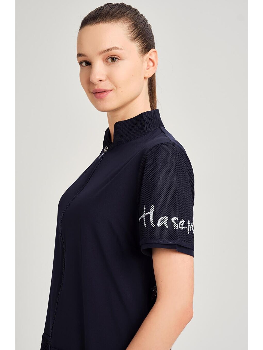 File Cep Detaylı Kısa Kol Fermuarlı Lacivert 4 Parça Yarı Kapalı Mayo Takımı 2843-4