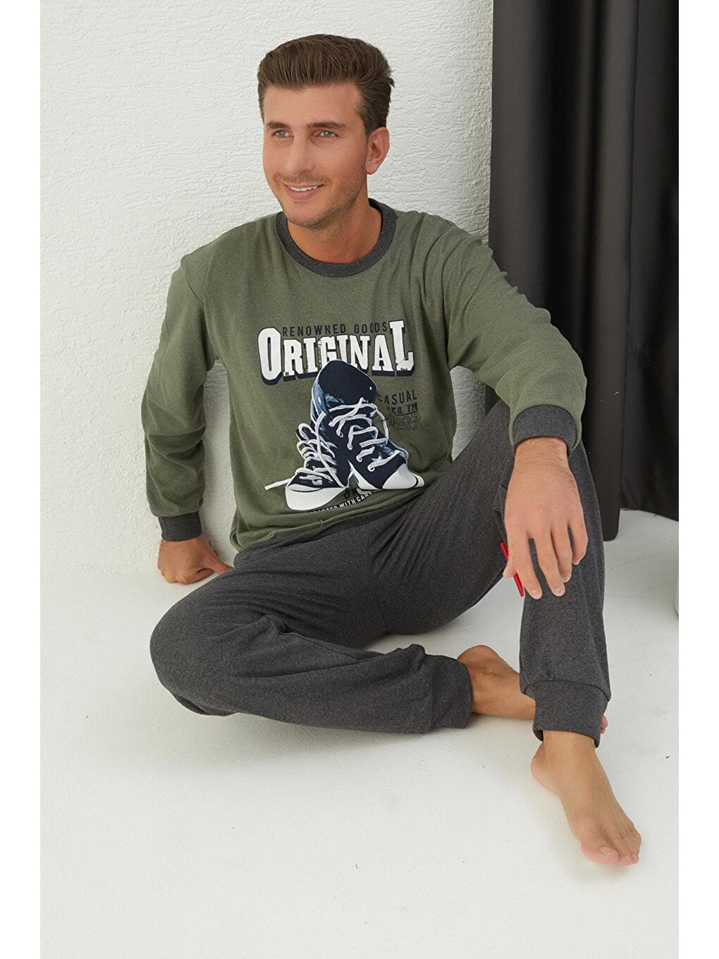 Yeşil Pamuklu Pijama Takım 1000-1