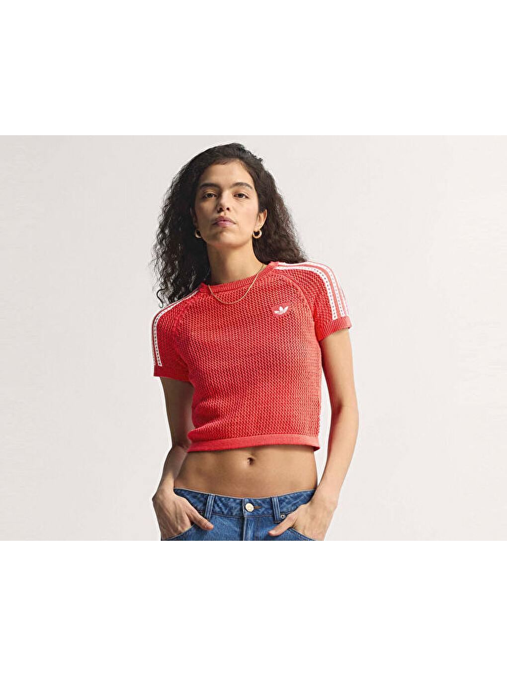 Crochet Tee Kadın Günlük Tişört Kc6482 Kırmızı-2