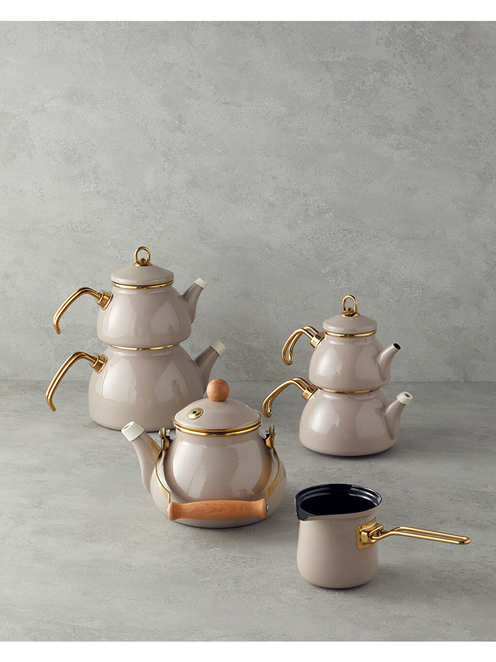 Perro Emaye Çaydanlık Bej-4