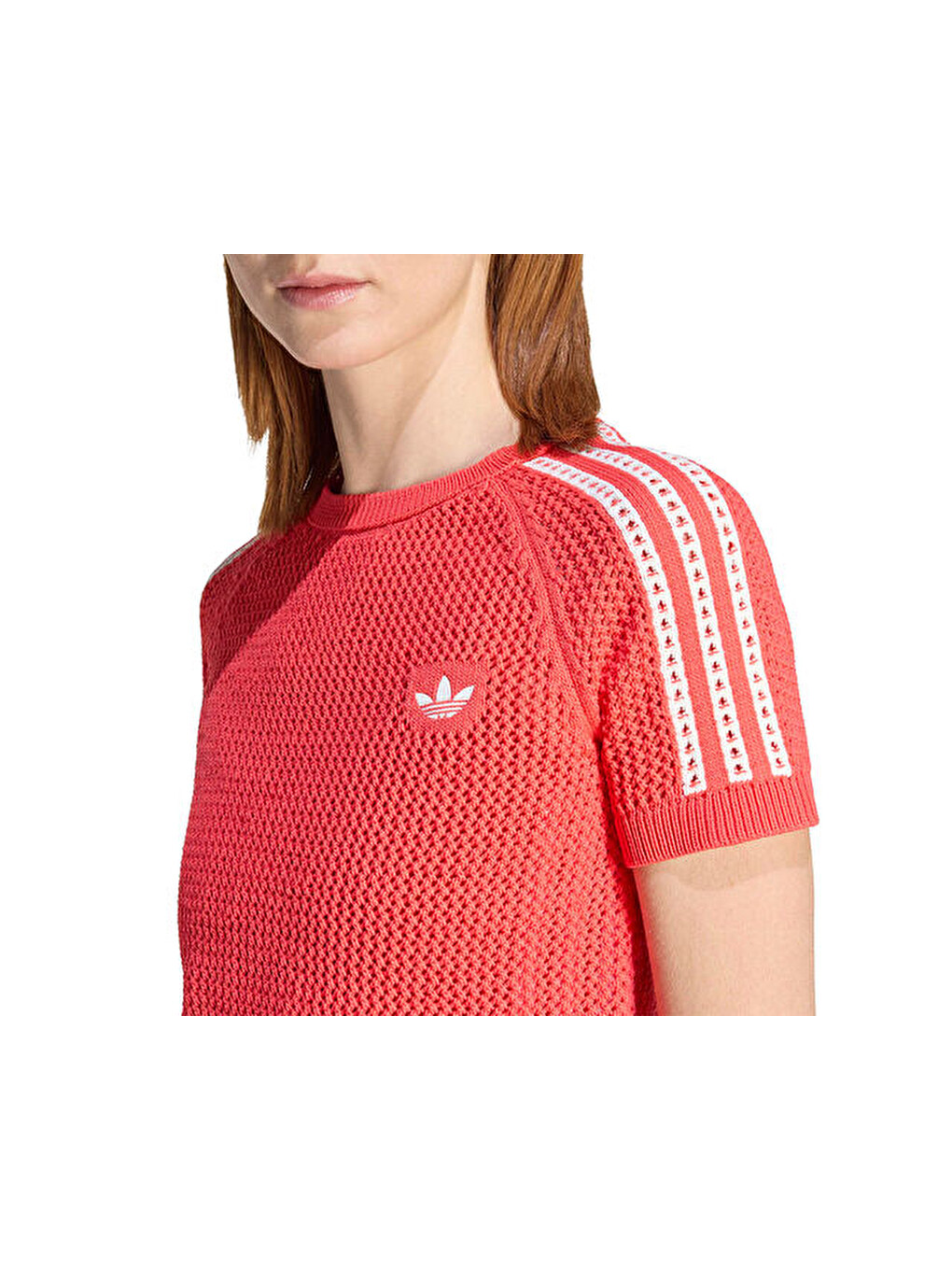 Crochet Tee Kadın Günlük Tişört Kc6482 Kırmızı-3
