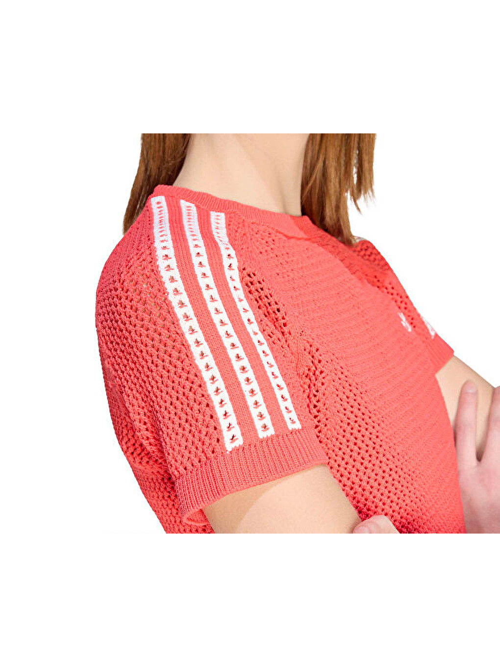 Crochet Tee Kadın Günlük Tişört Kc6482 Kırmızı-4