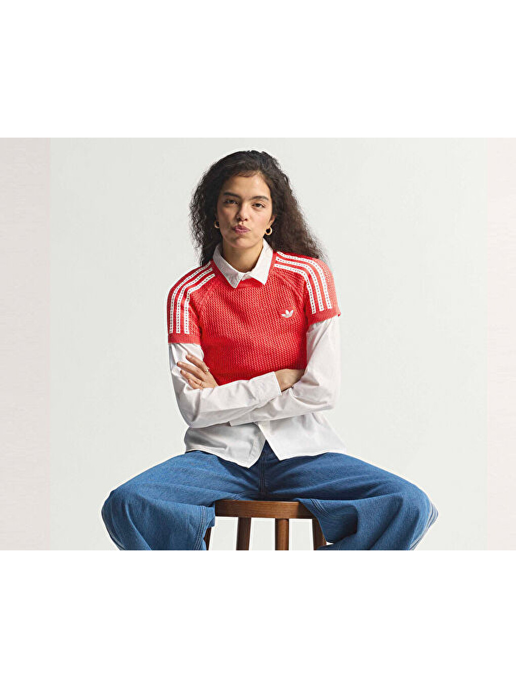 Crochet Tee Kadın Günlük Tişört Kc6482 Kırmızı-5