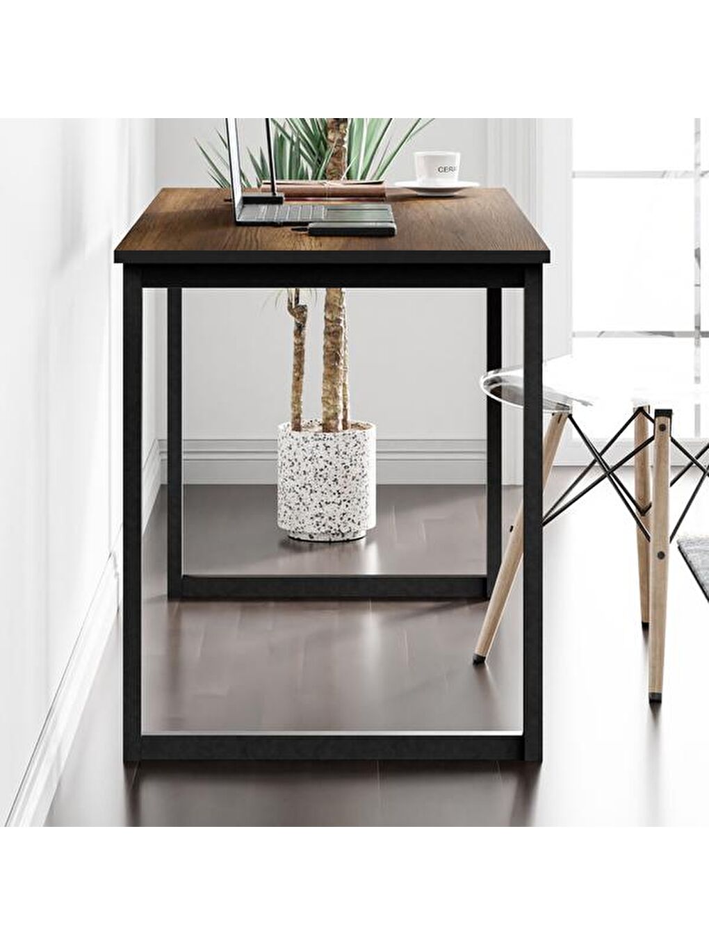 Kahverengi 120 cm Çalışma Masası - Barok Ceviz-8