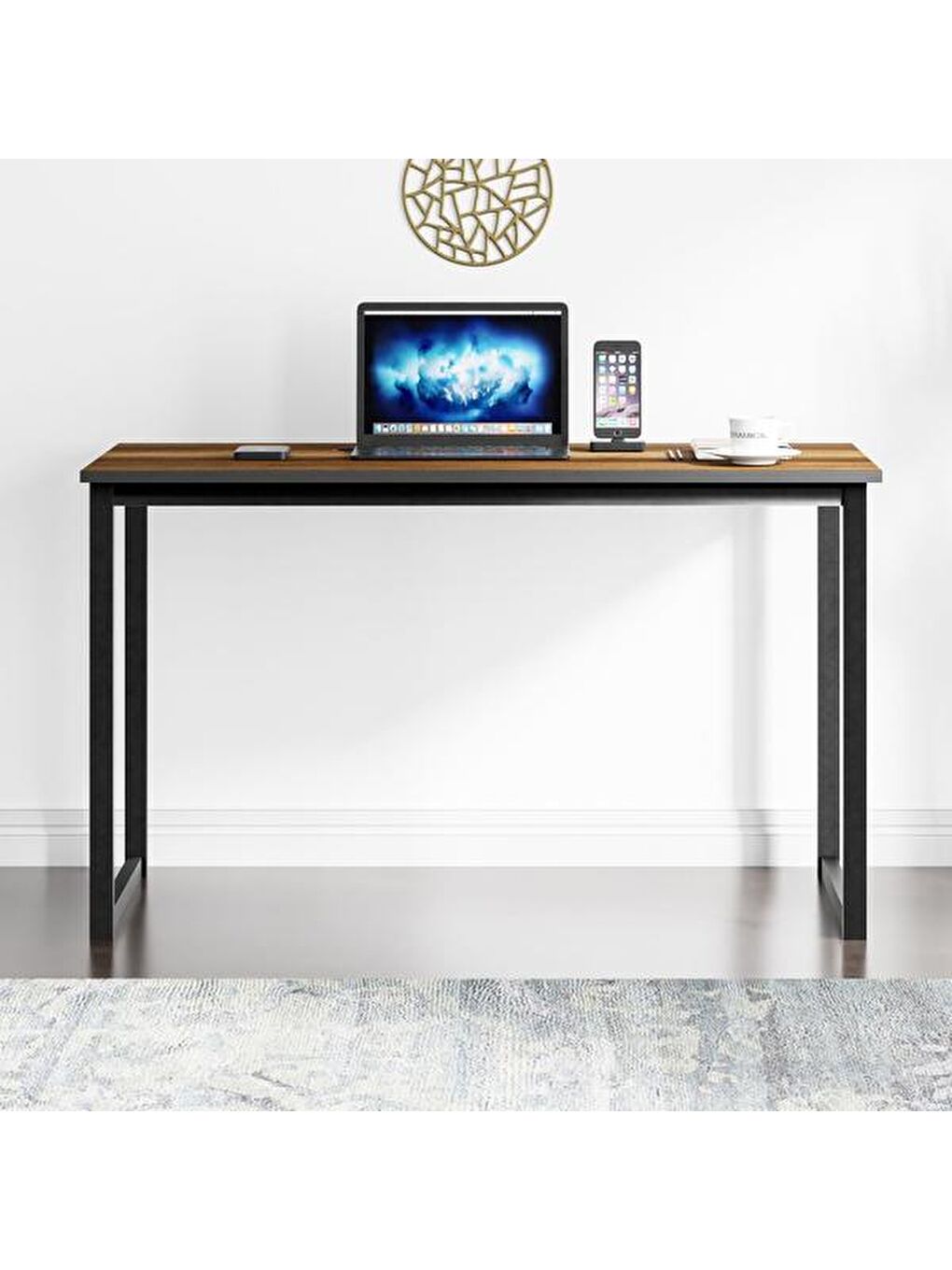 Kahverengi 120 cm Çalışma Masası - Barok Ceviz-9