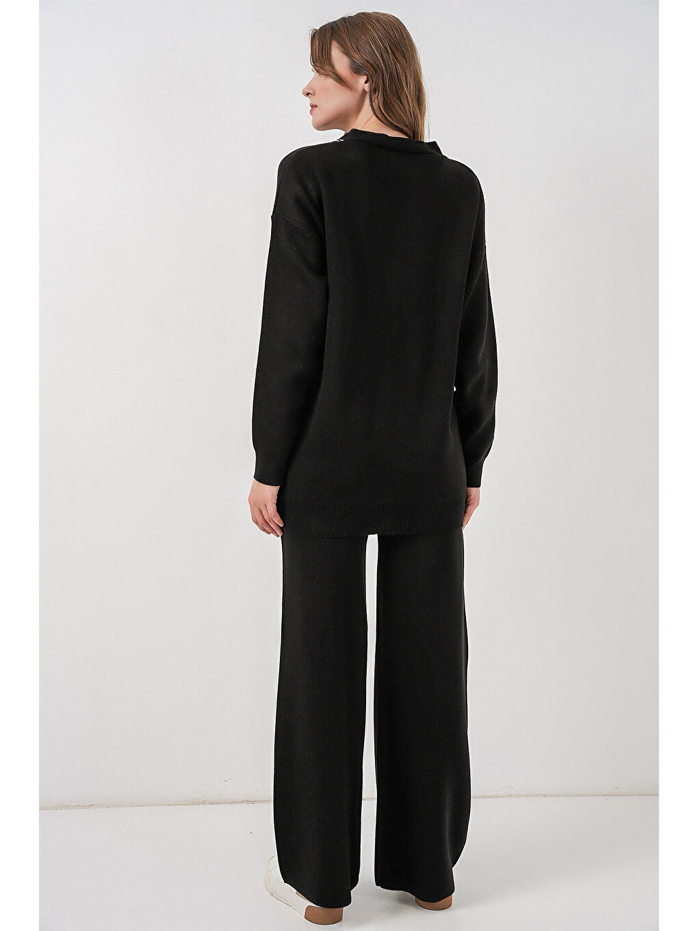 Kadın Hırka Pantolon Triko İkili Takım 15956 - Siyah-5
