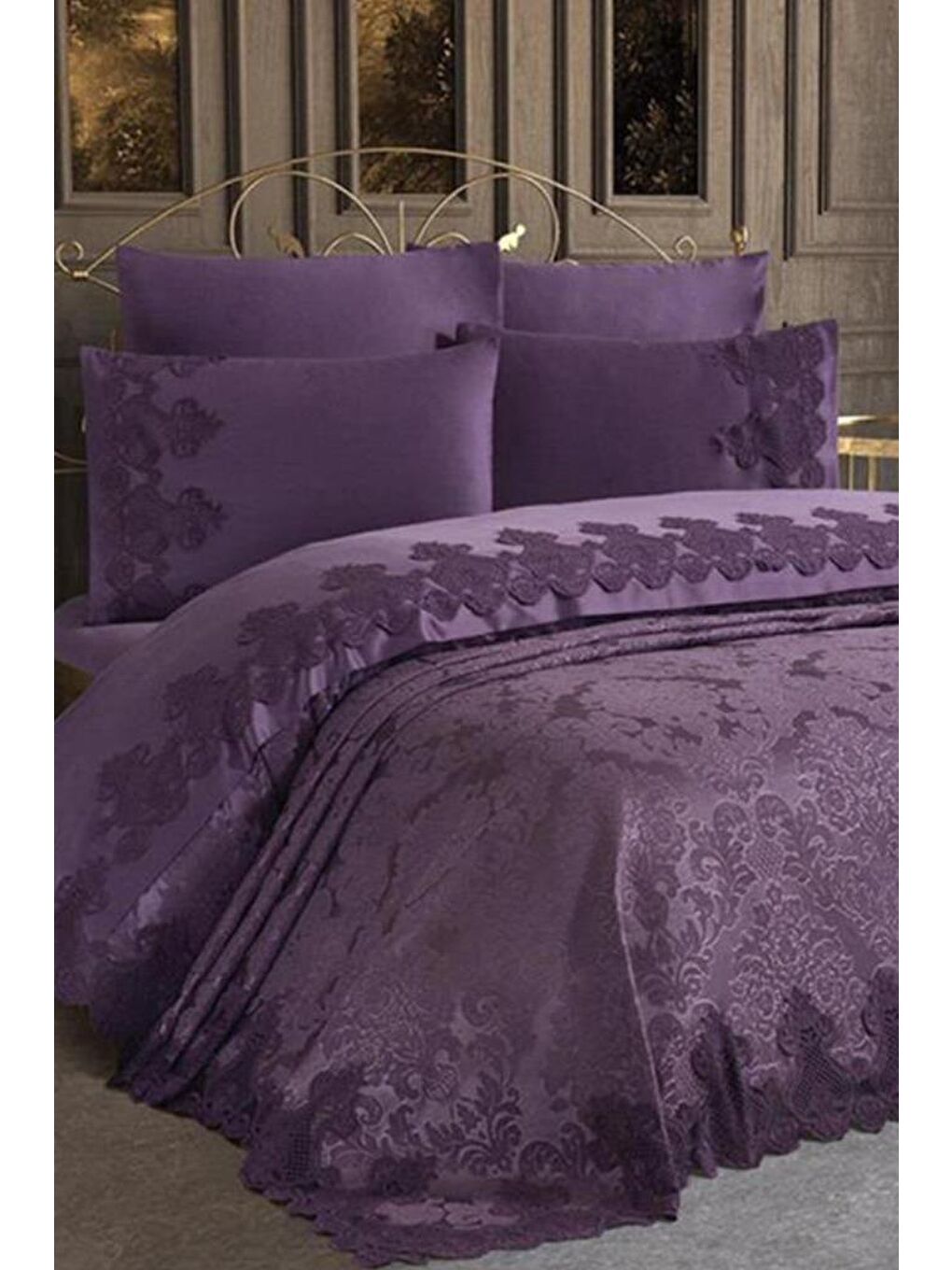 Çeyizlik Gelin Seti Dubai 7 Parça Mürdüm-1