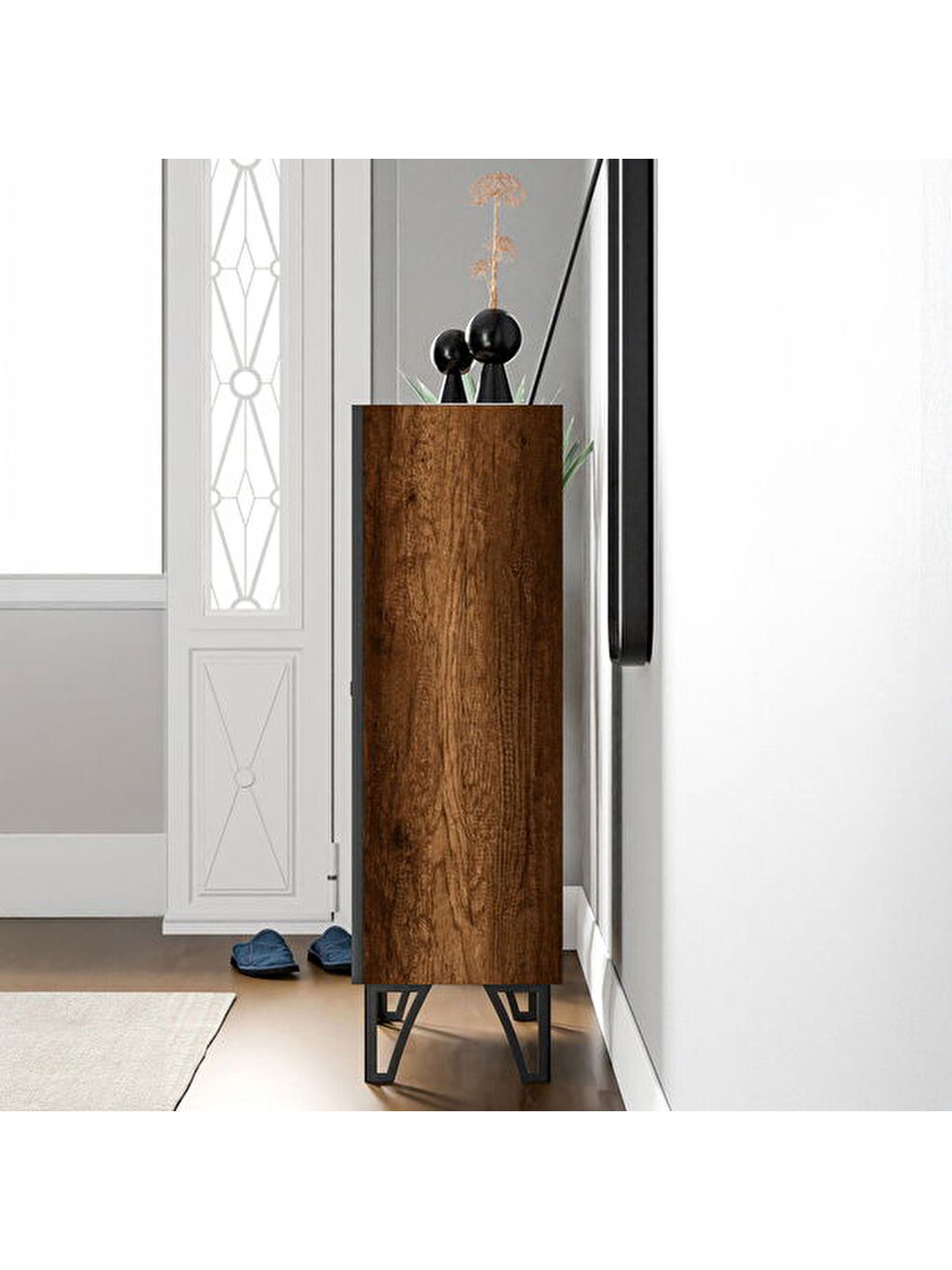 Kahverengi Çok Amaçlı Dolap - Barok Ceviz - 104x28x60 cm-1