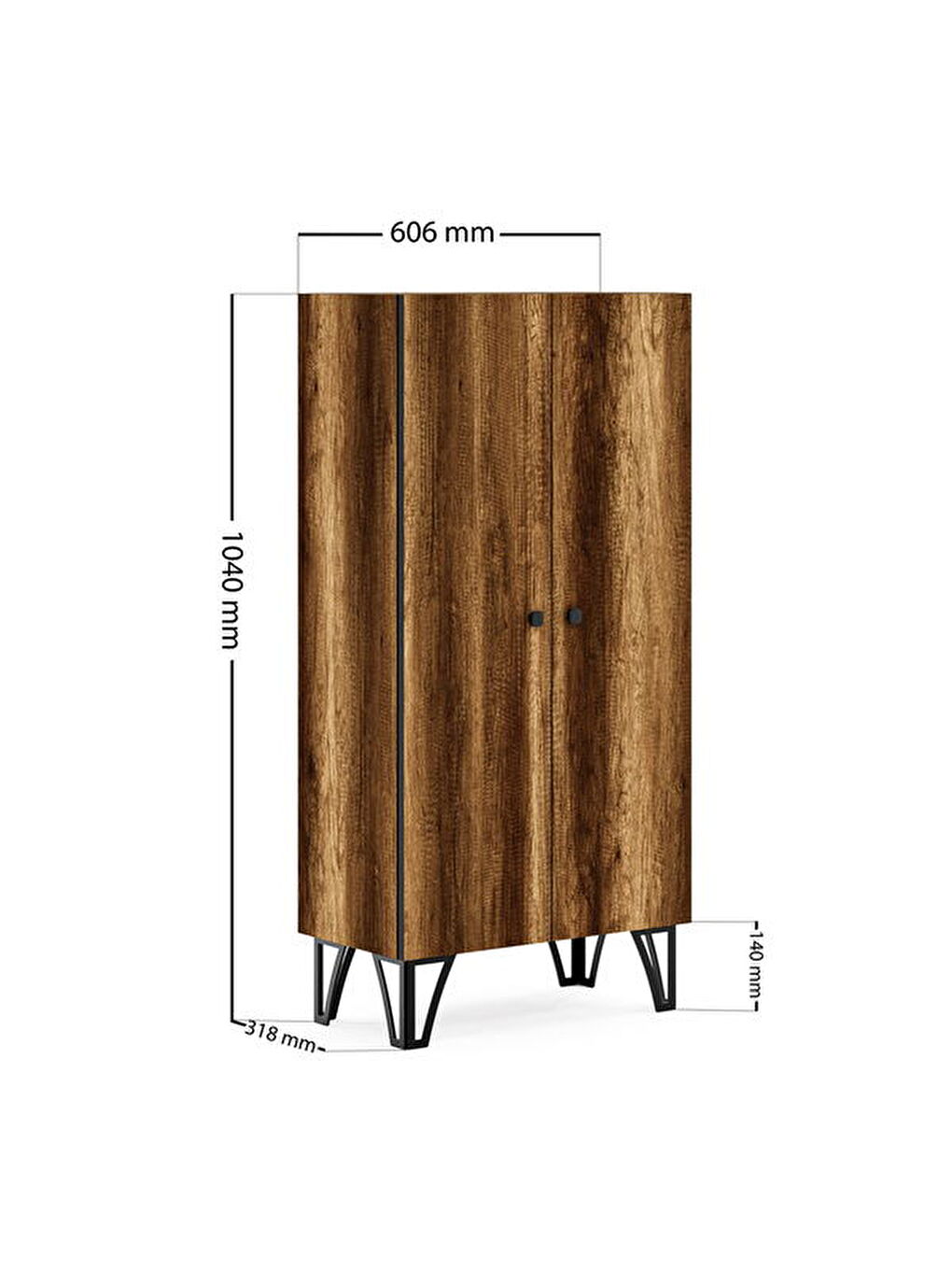 Kahverengi Çok Amaçlı Dolap - Barok Ceviz - 104x28x60 cm-2