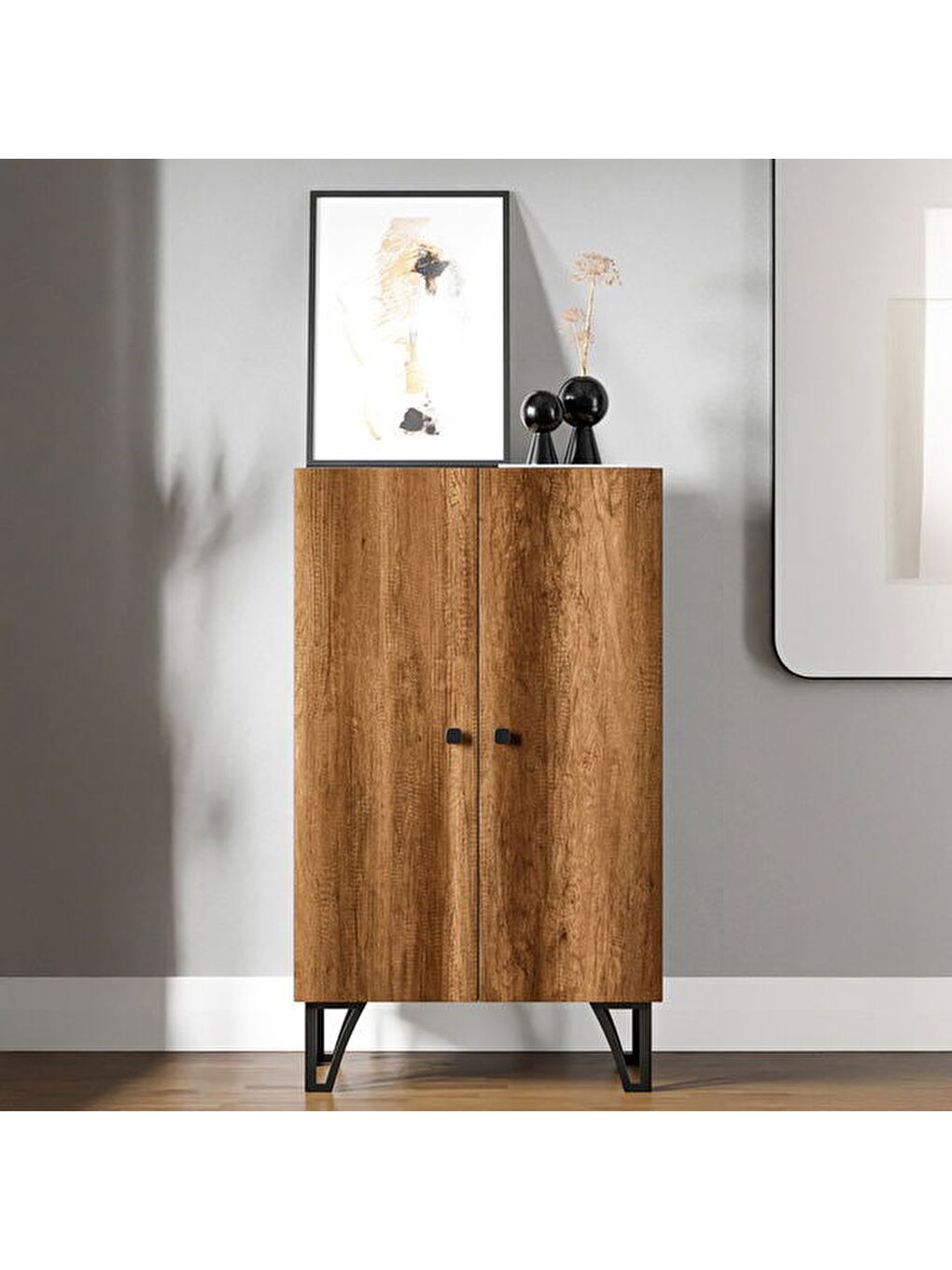 Kahverengi Çok Amaçlı Dolap - Barok Ceviz - 104x28x60 cm-3