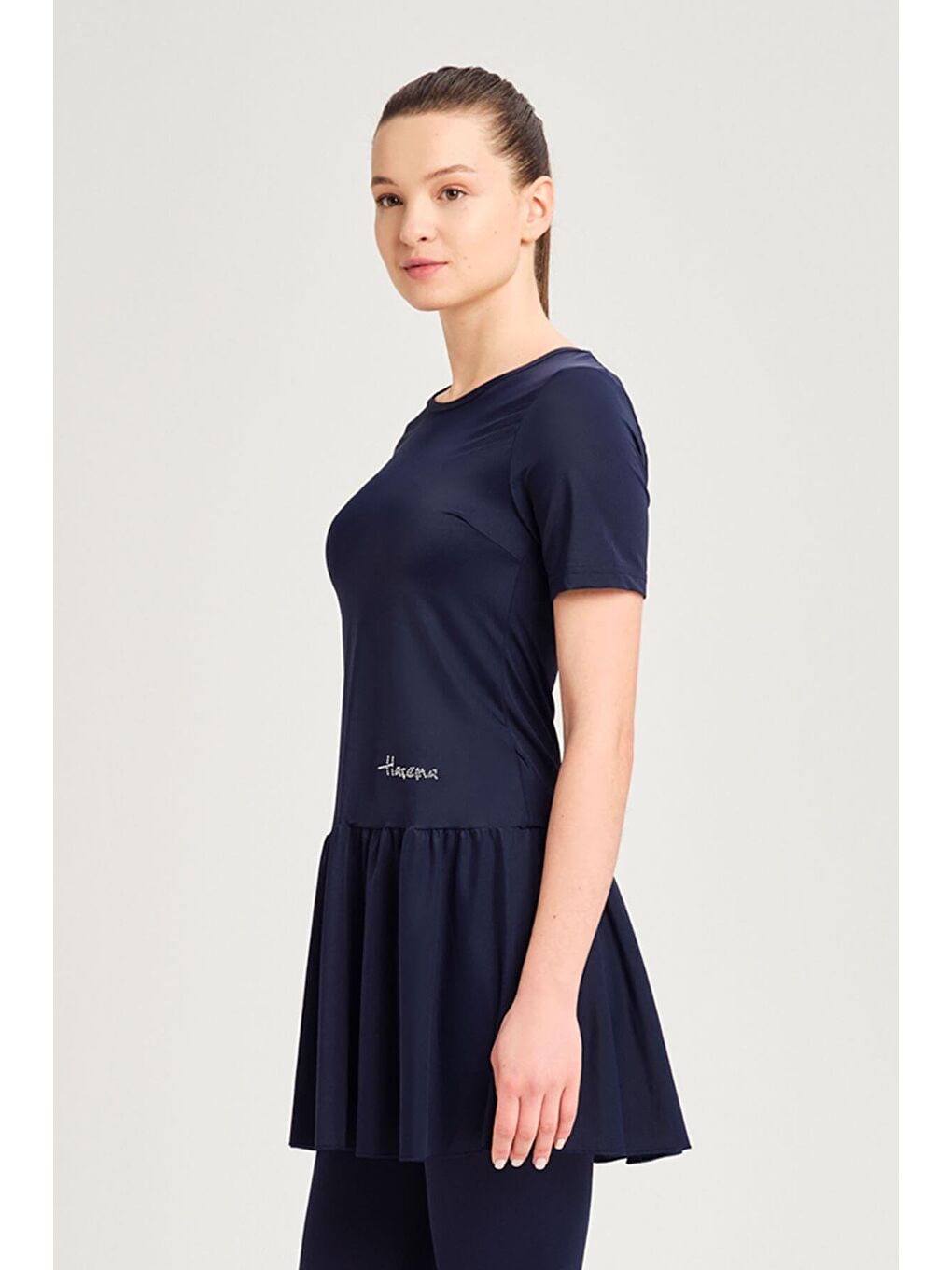 Yarım Kol Etekli Lacivert 3 Parça Yarı Kapalı Mayo Takımı 2815-3