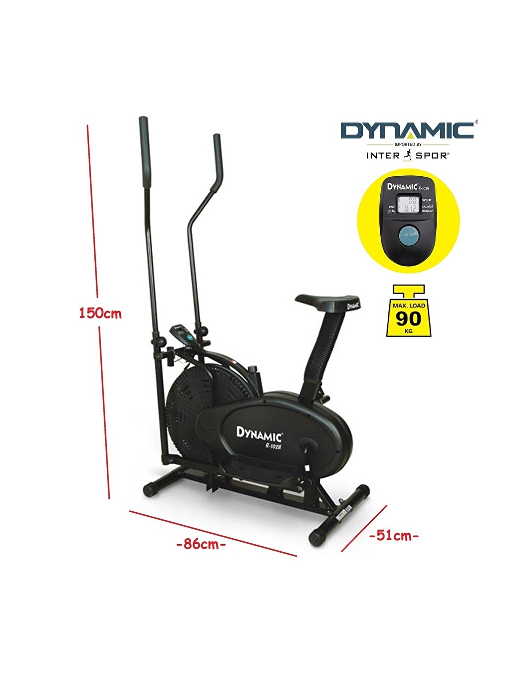 Siyah R102 Eliptik Bisiklet Ayakta Ve Oturarak Kullanılabilir Orbitroller Orbitrack-6
