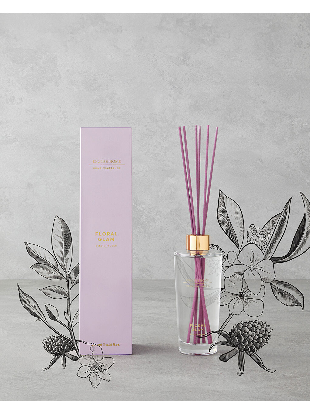 Renksiz Floral Glam Çubuklu Oda Kokusu